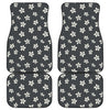 Monochrome Plumeria Pattern Print Front and Back Car Floor Mats