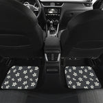 Monochrome Plumeria Pattern Print Front and Back Car Floor Mats