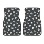 Monochrome Plumeria Pattern Print Front Car Floor Mats