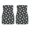 Monochrome Plumeria Pattern Print Front Car Floor Mats