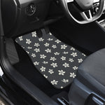 Monochrome Plumeria Pattern Print Front Car Floor Mats