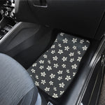 Monochrome Plumeria Pattern Print Front Car Floor Mats