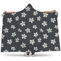 Monochrome Plumeria Pattern Print Hooded Blanket