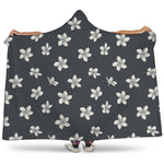 Monochrome Plumeria Pattern Print Hooded Blanket