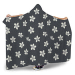 Monochrome Plumeria Pattern Print Hooded Blanket