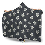 Monochrome Plumeria Pattern Print Hooded Blanket