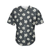 Monochrome Plumeria Pattern Print Men's Baseball Jersey