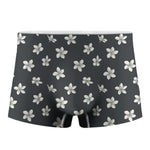 Monochrome Plumeria Pattern Print Men's Boxer Briefs