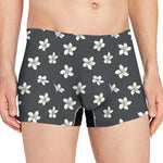 Monochrome Plumeria Pattern Print Men's Boxer Briefs