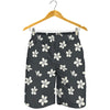 Monochrome Plumeria Pattern Print Men's Shorts