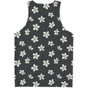 Monochrome Plumeria Pattern Print Men's Tank Top