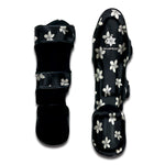 Monochrome Plumeria Pattern Print Muay Thai Shin Guard