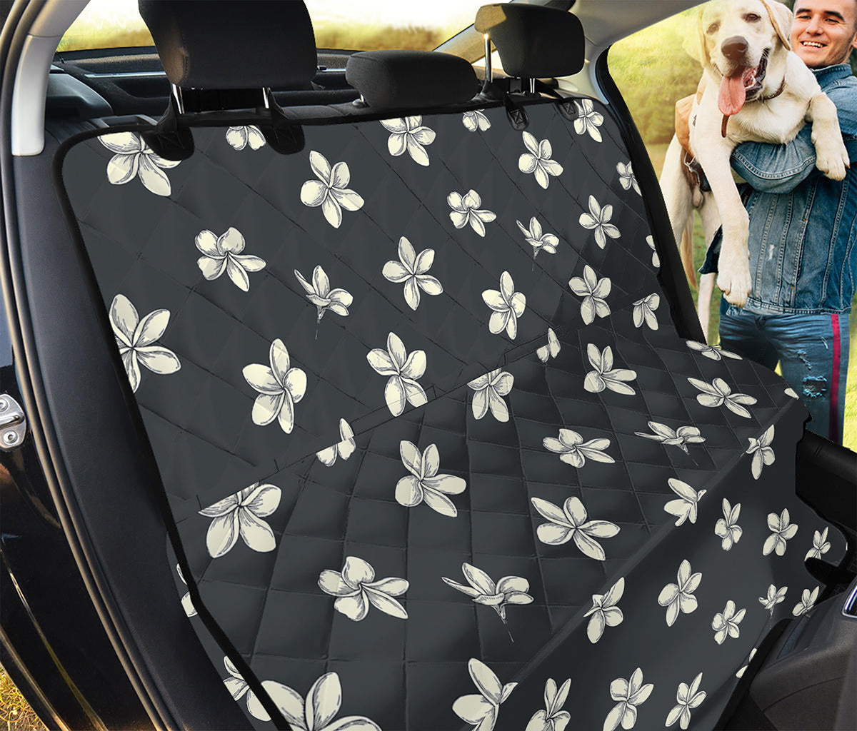 Monochrome Plumeria Pattern Print Pet Car Back Seat Cover