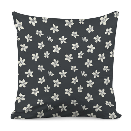 Monochrome Plumeria Pattern Print Pillow Cover