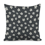 Monochrome Plumeria Pattern Print Pillow Cover