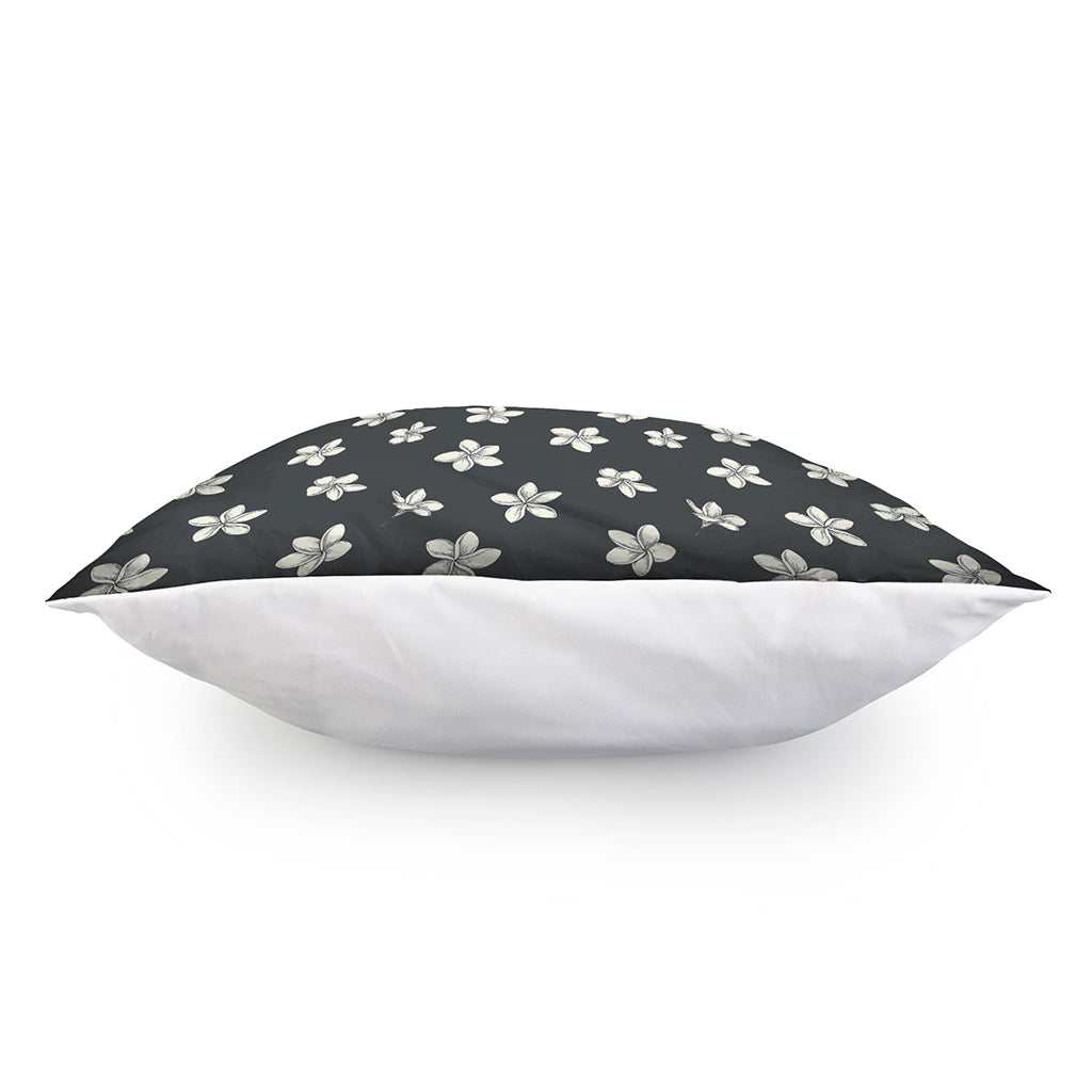 Monochrome Plumeria Pattern Print Pillow Cover