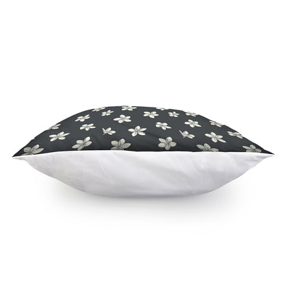 Monochrome Plumeria Pattern Print Pillow Cover