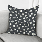 Monochrome Plumeria Pattern Print Pillow Cover
