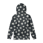 Monochrome Plumeria Pattern Print Pullover Hoodie