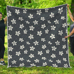 Monochrome Plumeria Pattern Print Quilt