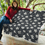 Monochrome Plumeria Pattern Print Quilt
