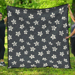 Monochrome Plumeria Pattern Print Quilt