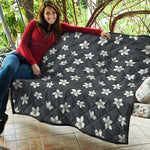 Monochrome Plumeria Pattern Print Quilt