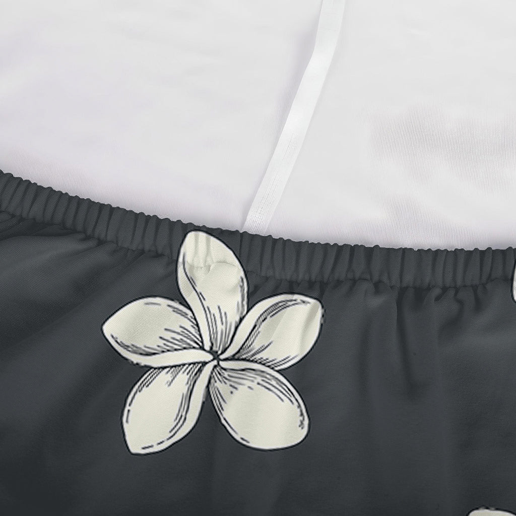 Monochrome Plumeria Pattern Print Sofa Cover