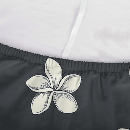 Monochrome Plumeria Pattern Print Sofa Cover