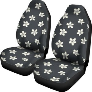 Monochrome Plumeria Pattern Print Universal Fit Car Seat Covers