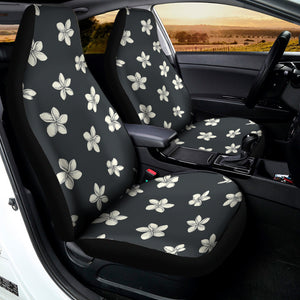 Monochrome Plumeria Pattern Print Universal Fit Car Seat Covers