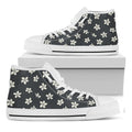 Monochrome Plumeria Pattern Print White High Top Sneakers