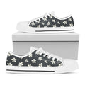 Monochrome Plumeria Pattern Print White Low Top Sneakers