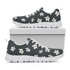 Monochrome Plumeria Pattern Print White Sneakers