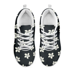 Monochrome Plumeria Pattern Print White Sneakers