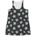 Monochrome Plumeria Pattern Print Women's Racerback Tank Top
