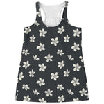 Monochrome Plumeria Pattern Print Women's Racerback Tank Top