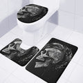 Monochrome Punk Skull Print 3 Piece Bath Mat Set