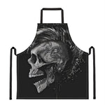 Monochrome Punk Skull Print Apron
