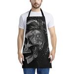 Monochrome Punk Skull Print Apron