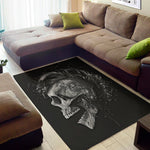 Monochrome Punk Skull Print Area Rug