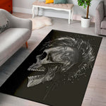 Monochrome Punk Skull Print Area Rug