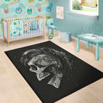 Monochrome Punk Skull Print Area Rug