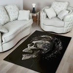 Monochrome Punk Skull Print Area Rug