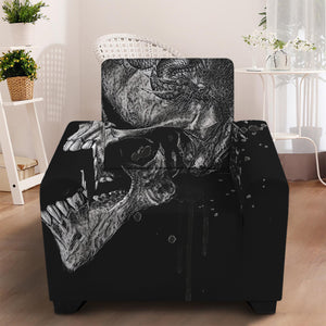 Monochrome Punk Skull Print Armchair Slipcover