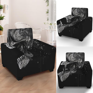 Monochrome Punk Skull Print Armchair Slipcover