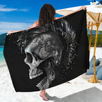 Monochrome Punk Skull Print Beach Sarong Wrap