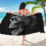 Monochrome Punk Skull Print Beach Sarong Wrap
