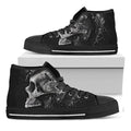 Monochrome Punk Skull Print Black High Top Sneakers