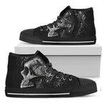Monochrome Punk Skull Print Black High Top Shoes